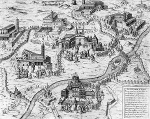 Pilgrims visiting the Seven Churches of Rome during the Holy Year of 1575 by Antonio Lafreri