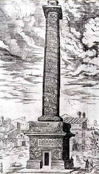 Trajans Column in Rome celebrating the Emperors campaigns in Dacia - view 1