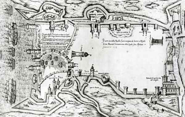 Map illustrating La Rochelle occupied by the Huguenots - view 1
