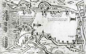 Map illustrating La Rochelle occupied by the Huguenots by Antonio Lafreri