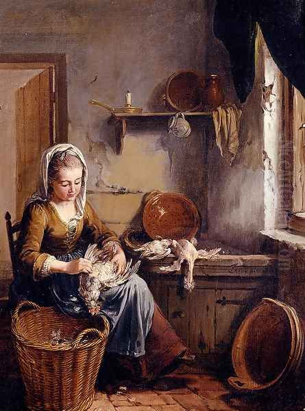 A Scullery Maid Preparing A Chicken - view 1