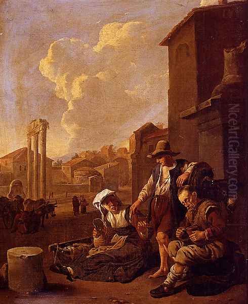 Peasant Family Having Bread And Wine, The Campo Vaccino, Rome, Beyond - view 1