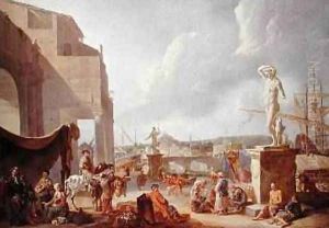 Italian Harbour by Johannes Lingelbach