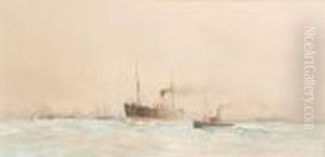 Shipping Off The Coast by Charles Edward Dixon