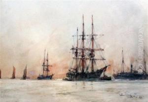 Below Tilbury by Charles Edward Dixon