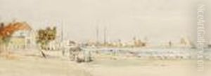 A Harbour Scene, Denmark by Charles Edward Dixon