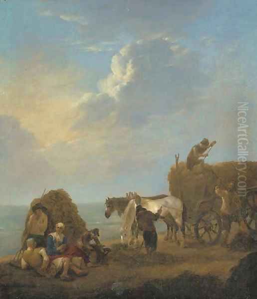 An extensive landscape with haymakers - view 1