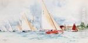 Yachts On A Breezy Day by Charles Edward Dixon