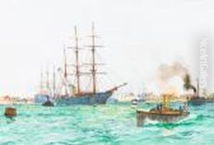 The Entrance To Portsmouth Harbour by Charles Edward Dixon