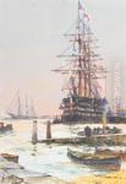 H.m.s. St. Vincent Lying At Herpermanent Mooring Off Haslar Creek - view 1