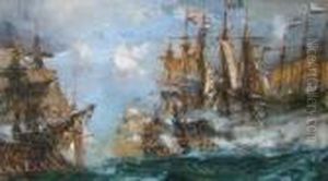 Battle Of Camperdown by Charles Edward Dixon