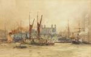 The Pool Of London And The Tower by Charles Edward Dixon