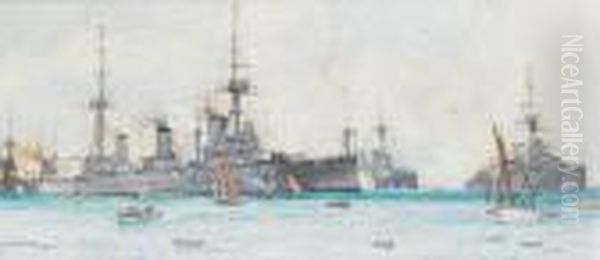 'indefatigable', 'neptune' And 'thunderer' Atspithead, July 8 - view 1