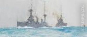 'bound North' - The Battlecruisers H.m.s.'indefatigable' And H.m.s. 'lion' by Charles Edward Dixon