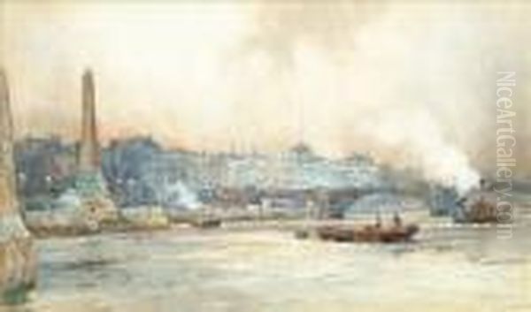 'the Thamesembankment: Cleopatra's Needle, Somerset House And Waterloo Bridge - view 1