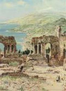Ruins Of The Theatre At Taormina by Charles Edward Dixon