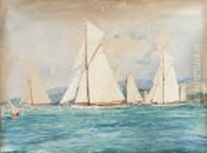 The First Race Of The Royal Clyde Yacht Club's Regatta Off Hunter's Quay by Charles Edward Dixon