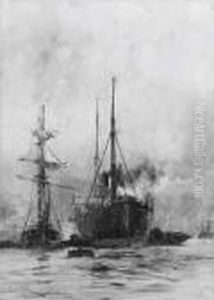 A Steamer And Other Shipping In The Lower Pool