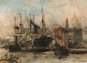 The Pool Of London: Shipping Off Fresh Wharf And Billingsgate by Charles Edward Dixon