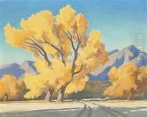 Desert Cottonwoods, Arizona (no. 672), 1944; Three Cottonwood Sketches (group Of 4)