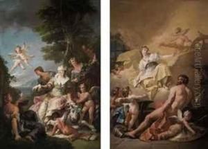 The Rape Of Europa; And The Forge Of Vulcan by Gaspare Diziani