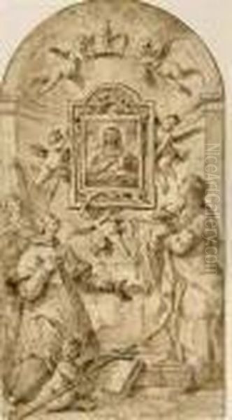 An Image Of The Madonna And
Child Supported By Putti And Adored Bysaints Including Saint Filippo
Neri And Saint Mary Magdalene - view 1