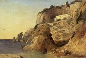 A Monastery set in cliffs on the Amalfi Coast by William Leighton Leitch