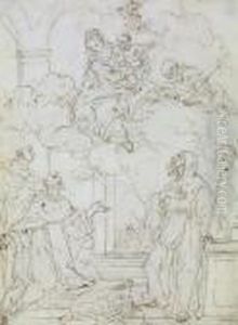 Sainte Famille Apparaissant A Trois Moines by Gaspare Diziani