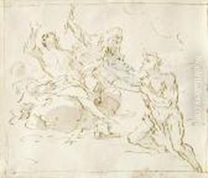 Christus , Maria Und Ein Apostel by Gaspare Diziani