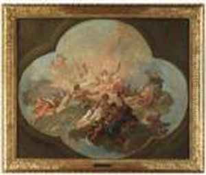 Der Sonnengott Apollo In Wolken Im Reigen Der Musen by Gaspare Diziani