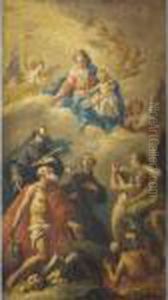 Madonna And Child With Saints 
Jerome Francis And Anthony Of Padua Interceding 
For Souls In Purgatory
