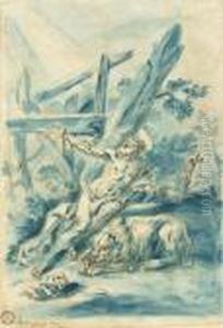 Saint Jerome Avec Un Lion Dans Un Paysage by Gaspare Diziani