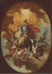 The Ascension Of Christ: A Modello For A Ceiling Painting by Gaspare Diziani