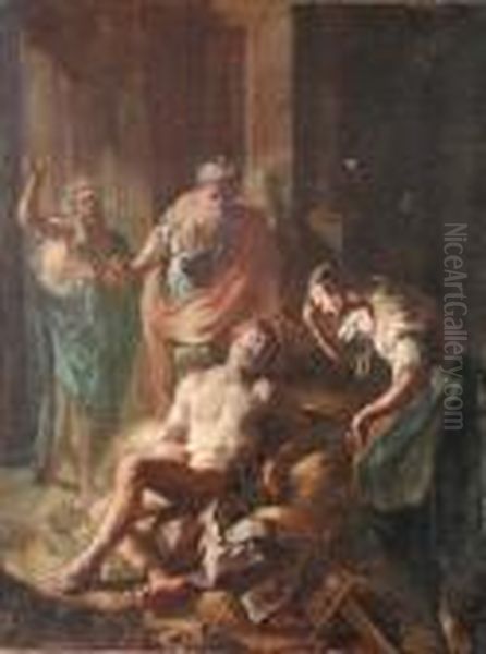 Gaspare Diziani , Cerchia Di.
Soggetto Biblico. Interessante Dipinto Ad Olio Su Tela. Leggeri Difetti.
Cm. 74x56 - view 1