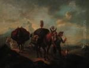 Muleteers On A Mountain Path by Gaspare Diziani