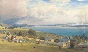 Greenock from Kilcreggan with Dumbarton Rock in the distance by William Leighton Leitch