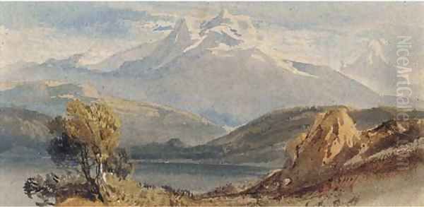 A lake before snow-capped mountains - view 1