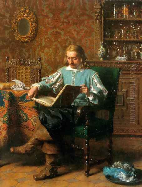 A Cavalrist Reading in a 17th Century Interior - view 1