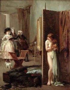 The Artists Studio or Unexpected Visitors 1882 by Albert Jnr. Ludovici