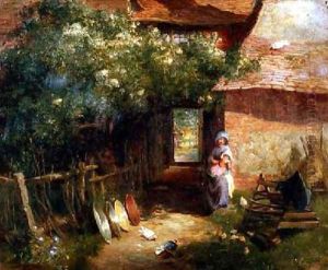 A Cottage Garden by Charles James Lewis