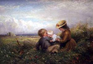 Children in a Field 1875 by Charles James Lewis