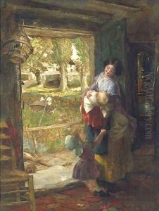A cottage door by Charles James Lewis