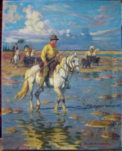 Gardians Et Taureaux Camarguais by Edouard Doigneau