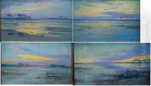 Coucher De Soleil Sur Les Marais Camarguais by Edouard Doigneau