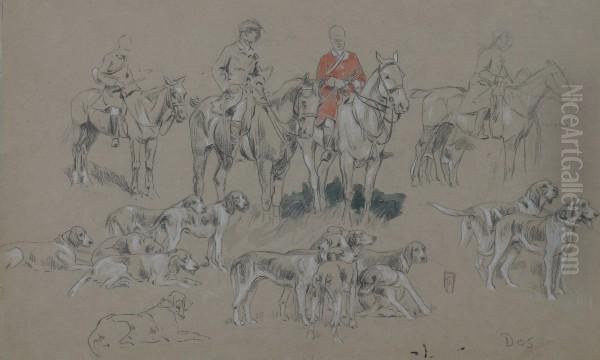A Pair Of Drawings Depicting Hunting Scenes - view 1