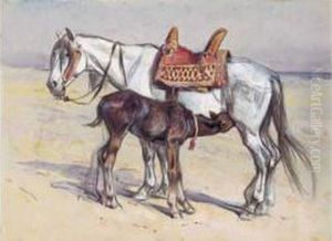 " Jument Et Son Poulain ". by Edouard Doigneau