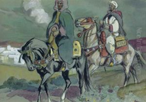 Deux Cavaliers Devant Une Casbah Deux Cavaliers Devant Une Casbah
