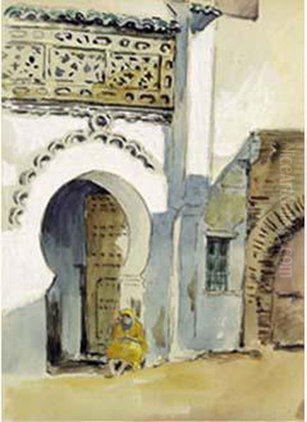 Femme Assise Devant Une Maison - view 1