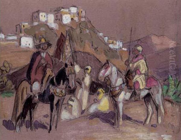" Cavaliers Devant Une Casbah De L'atlas ". - view 1
