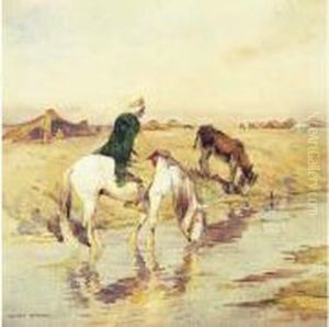 " Cavalier Au Bord De L'oued ". by Edouard Doigneau